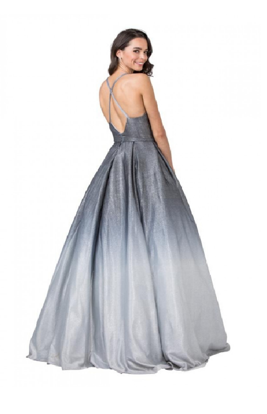 charcoal silver elegant long chiffon dress for prom
