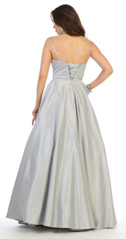 Sara's Fashion Silver Color, Open Back, Sleeve Less Bridal Dress In Edmonton.