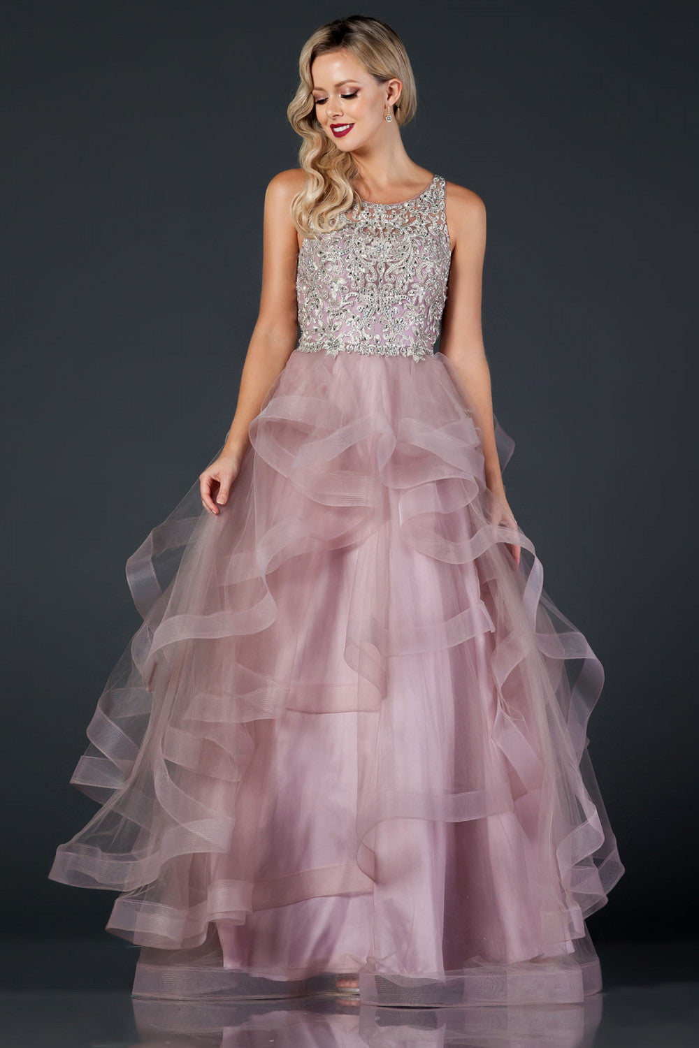 gold long dress gold color long dresses Gold Sequin Strapless Lace-Up Front Long Prom Dress  with Slit Gold / 8